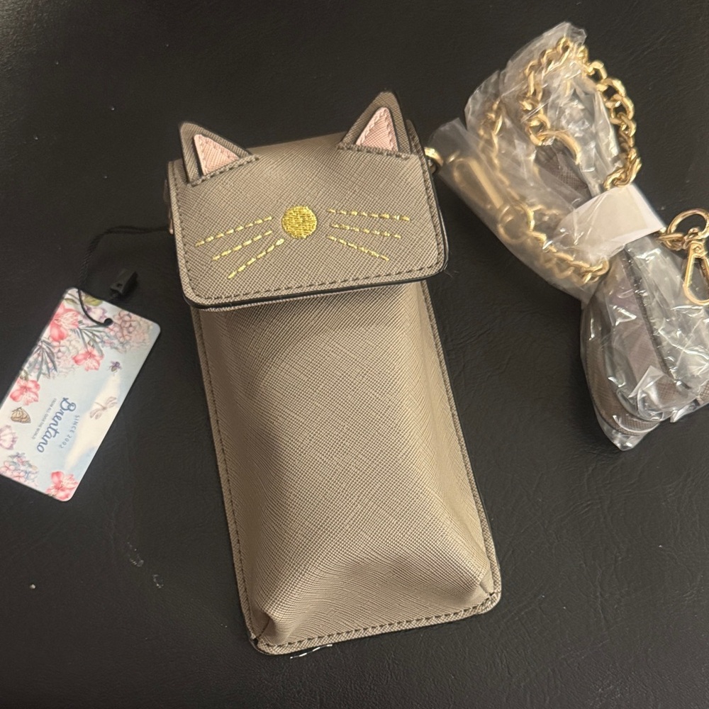 🐱 Brentano Stone Cat Crossbody Bag Detachable Strap Magnetic Gold Hardware